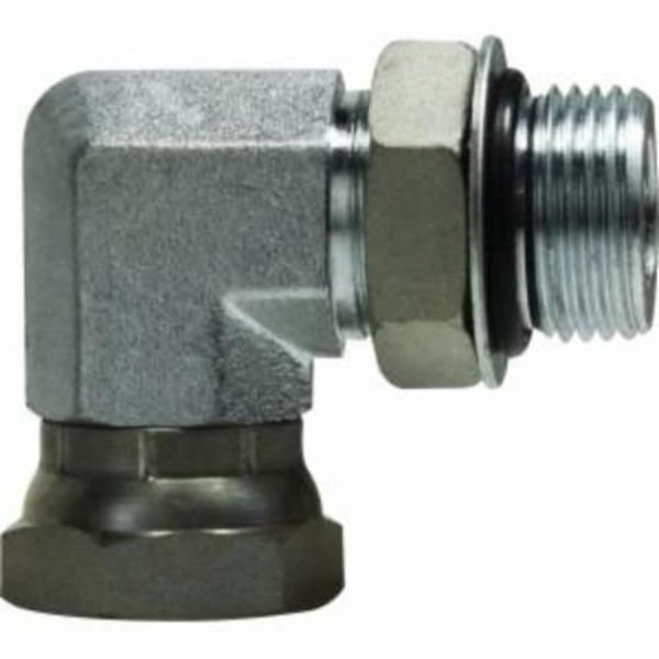 Midland Metal Swivel Adapter, 151612 x 34 Nominal, Male ORing Boss x Female NPSM, 90 deg, 2300 to 2900 psi 6901NWO1612